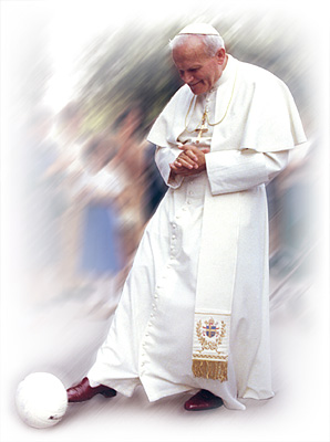 Pope kicking soccer ball